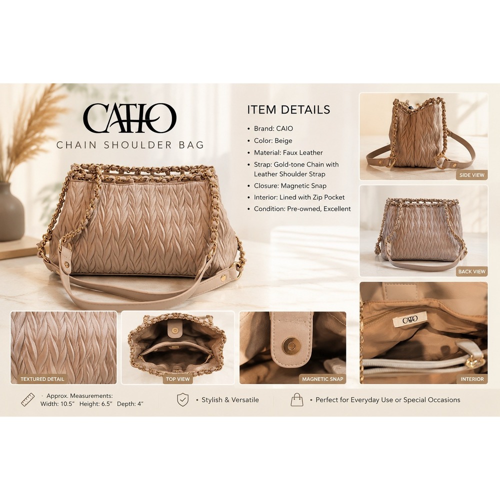 Cato Taupe Beige Matelasse Quilted Shoulder Bag Gold Chain Strap Handbag, Y2K‎